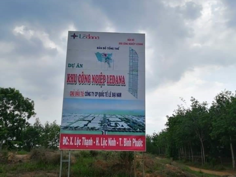 Hình ảnh thực tế bảng quy hoạch tại dự án khu công nghiệp Ledana Bình Phước